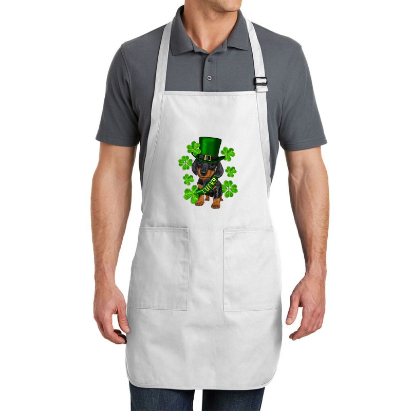 St. Patricks Day Lucky Dachshund Puppy Full-length Apron | Artistshot