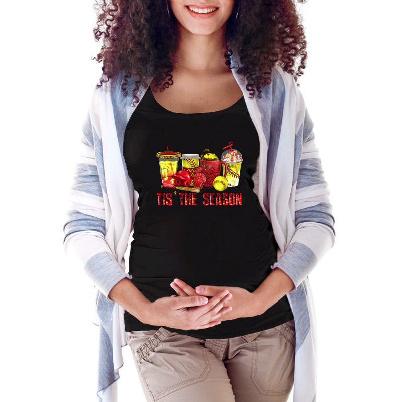 Tis' The Season Coffee Cups Softball Maternity Scoop Neck T-shirt by enoddigitalart@gmail.com | Artistshot