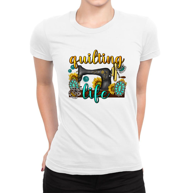 Quilting Life Western Ladies Fitted T-Shirt by enoddigitalart@gmail.com | Artistshot