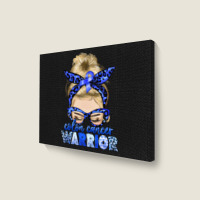 Colon Cancer Warrior Blonde Messy Bun Landscape Canvas Print | Artistshot