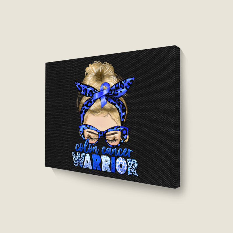 Colon Cancer Warrior Blonde Messy Bun Landscape Canvas Print | Artistshot