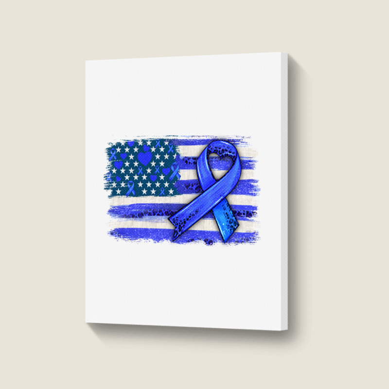 Colon Cancer Color  American Cancer Flag Portrait Canvas Print | Artistshot