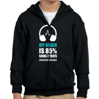 Brain Music Song Lyrics Headphones Youth Zipper Hoodie | Artistshot