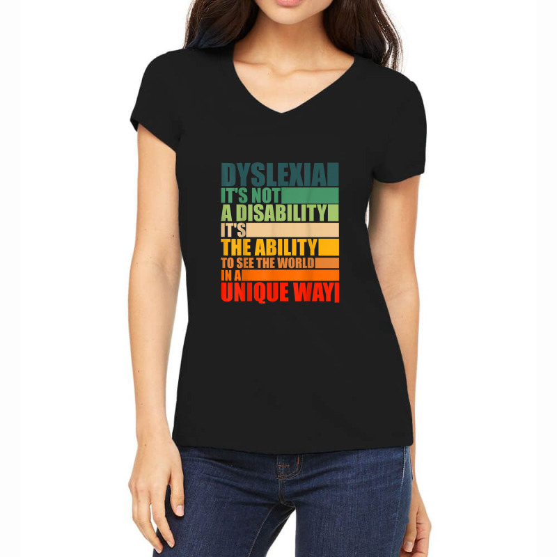 Dyslexia Its Not A Disability Dyslexia Awareness Skeleton T Shirt Women's V-Neck T-Shirt by Vivu991 | Artistshot