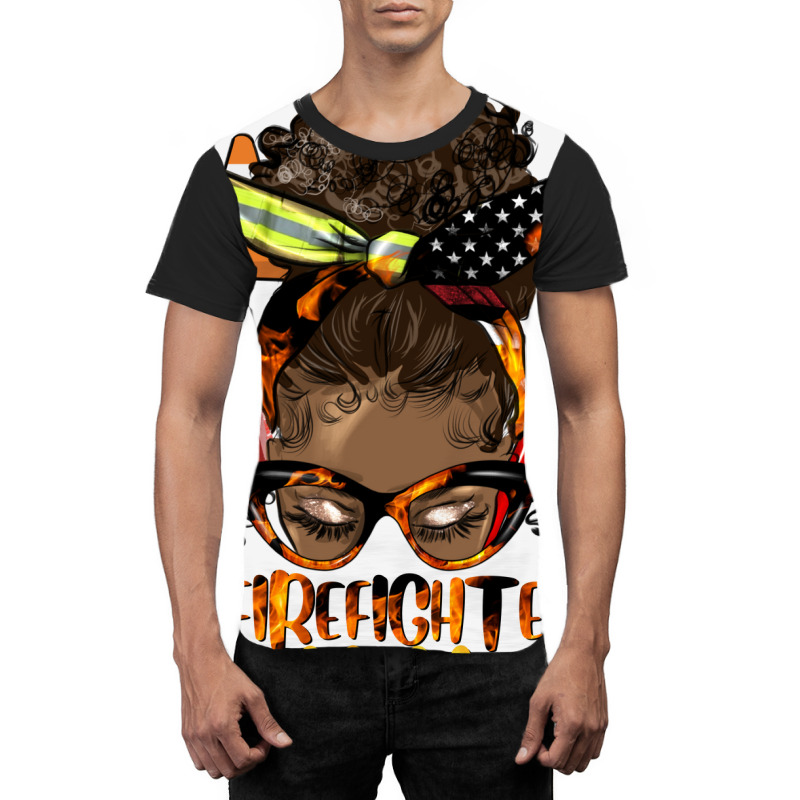 Afro Messy Bun Firefighter Mom Graphic T-shirt by HRA Design Shop | Artistshot