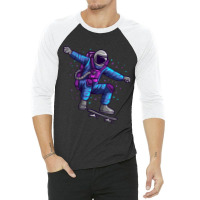 Astronaut And Skateboard Tricks 3/4 Sleeve Shirt | Artistshot