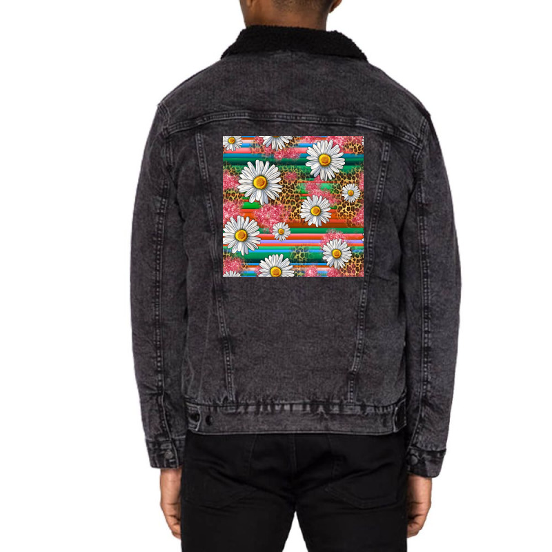 Serape Daisy Pattern Unisex Sherpa-lined Denim Jacket | Artistshot