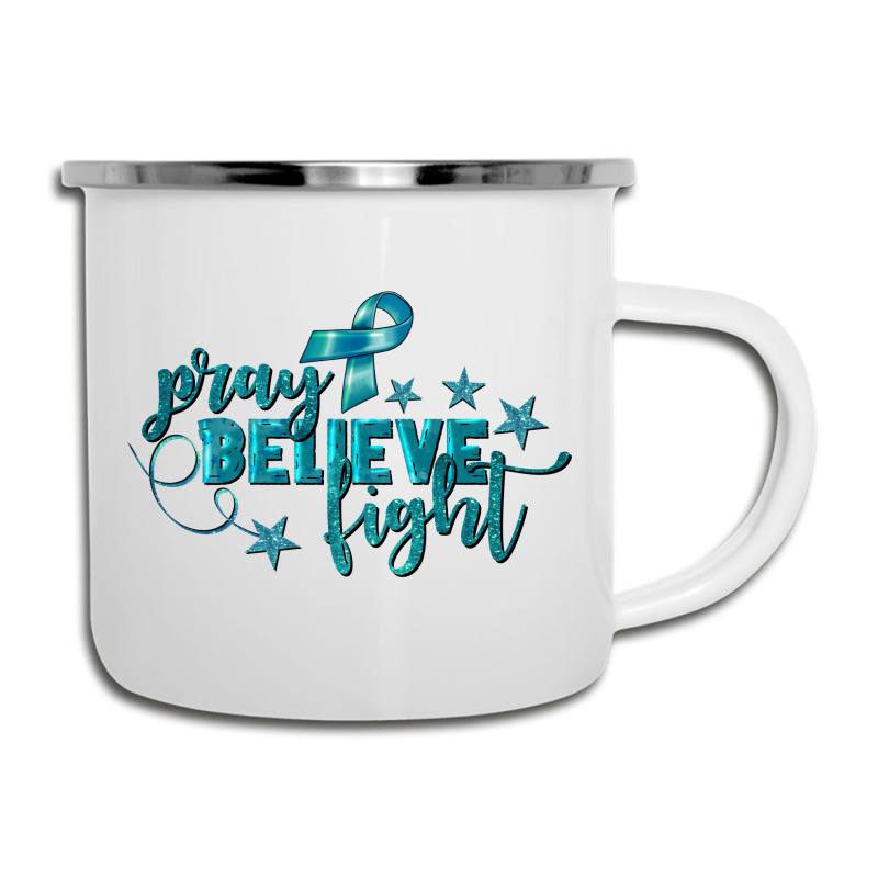 Pray Believe Fight Ovarian Cancer Camper Cup | Artistshot