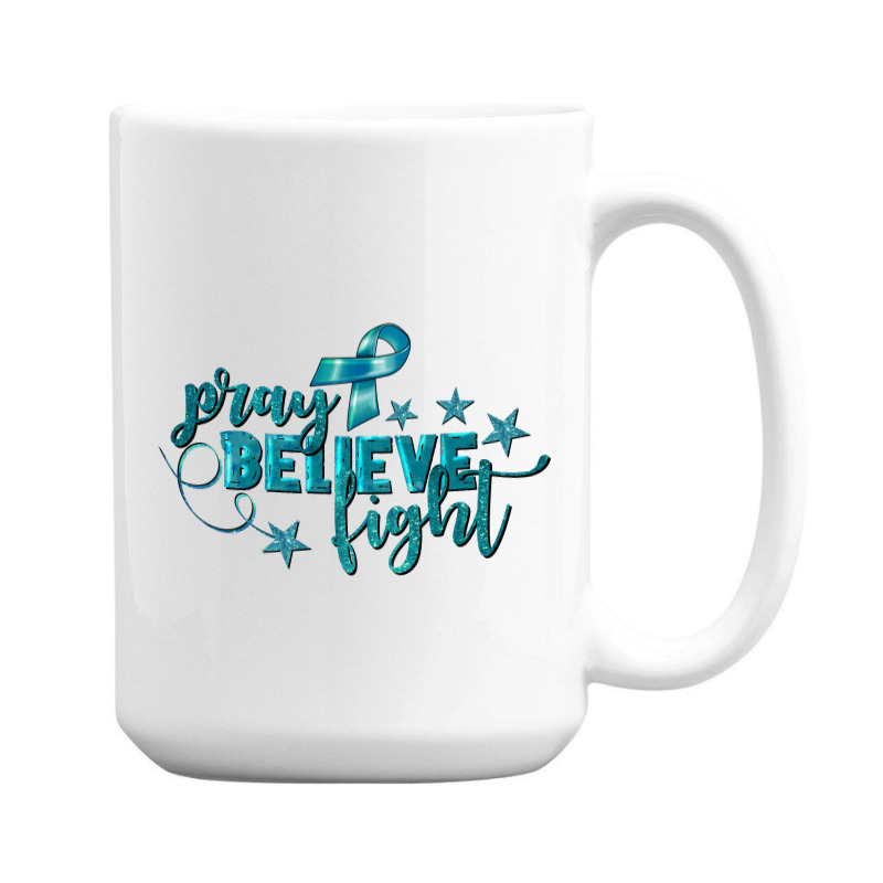 Pray Believe Fight Ovarian Cancer 15 Oz Coffee Mug | Artistshot