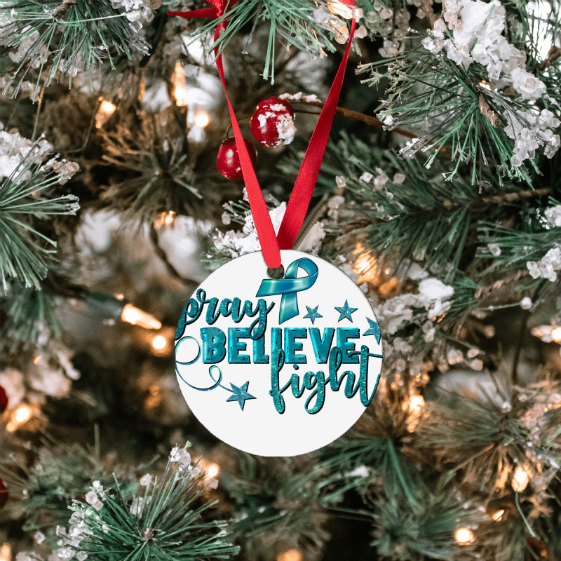 Pray Believe Fight Ovarian Cancer Ornament | Artistshot