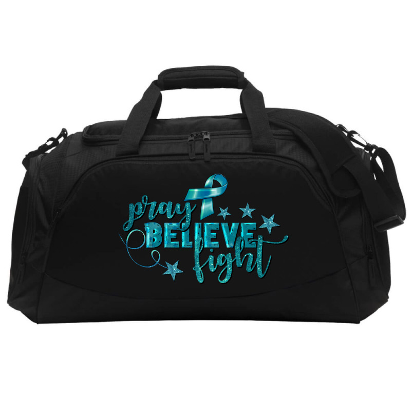 Pray Believe Fight Ovarian Cancer Active Duffel | Artistshot