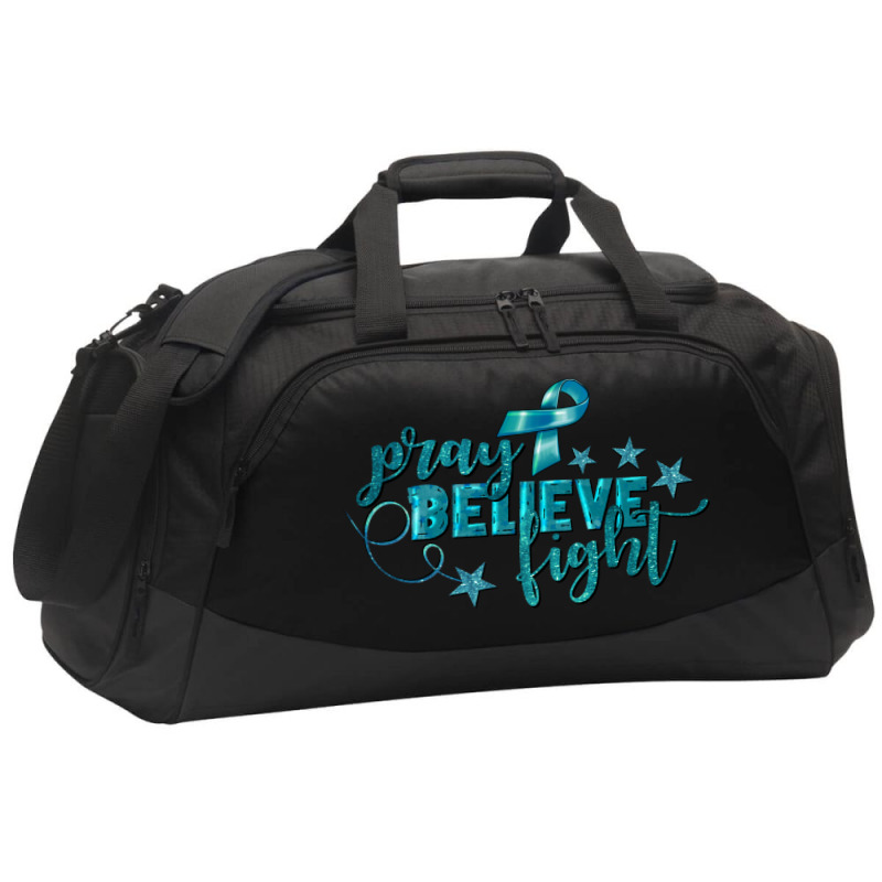 Pray Believe Fight Ovarian Cancer Active Duffel | Artistshot