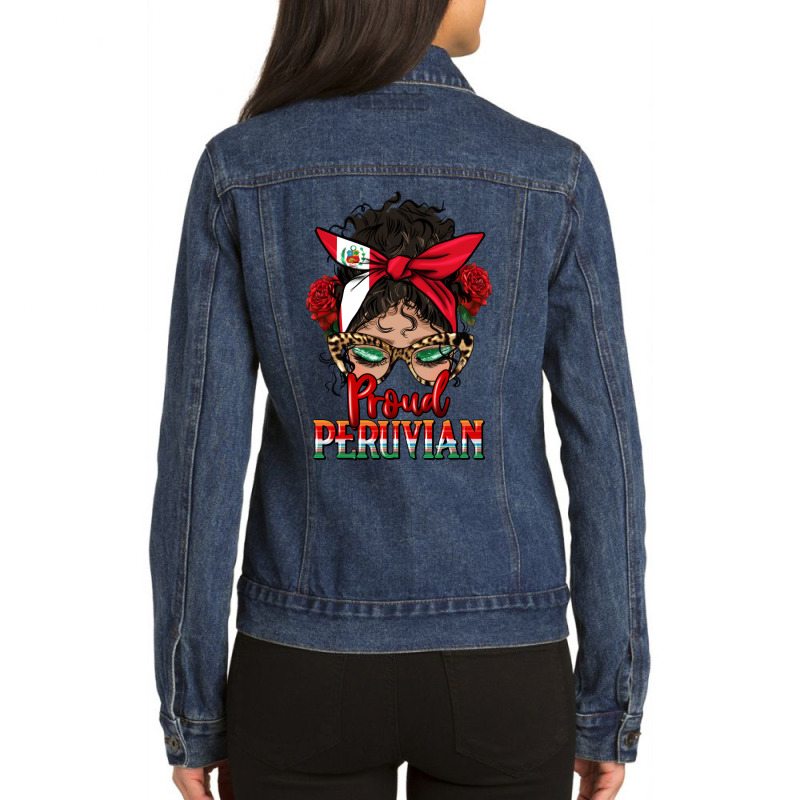 Proud Peruvian Latina Messy Bun Ladies Denim Jacket by HRA Design Shop | Artistshot