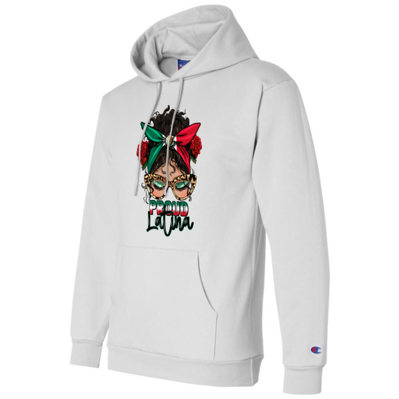 Proud Latina Messy Bun Champion Hoodie by HRA Design Shop | Artistshot