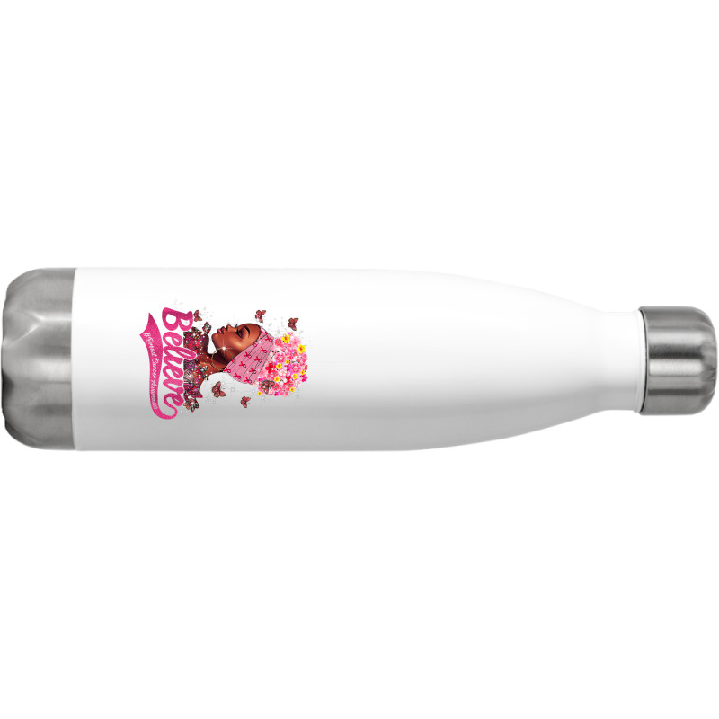 Breast Cancer Awareness Black Woman Warrior Support Believe Stainless Steel Water Bottle | Artistshot