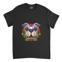 English Bulldog Sugar Skull Dog Calavera Dia De Los Muertos T Shirt Classic T-shirt | Artistshot