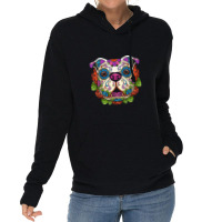 English Bulldog Sugar Skull Dog Calavera Dia De Los Muertos T Shirt Lightweight Hoodie | Artistshot