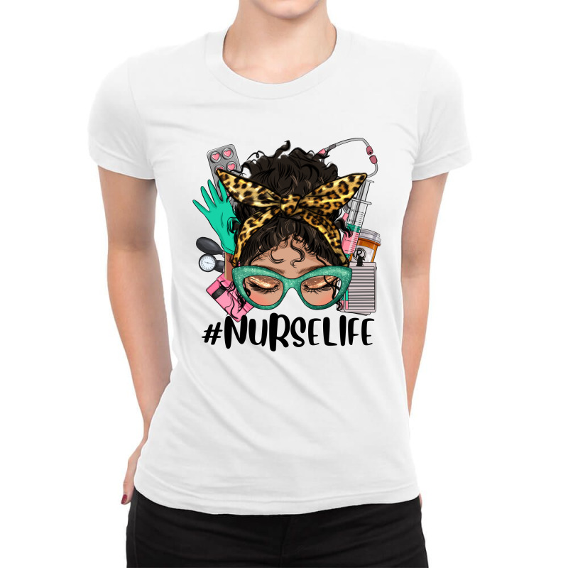 Latina Messy Bun Nurse Life Ladies Fitted T-Shirt by HRA Design Shop | Artistshot