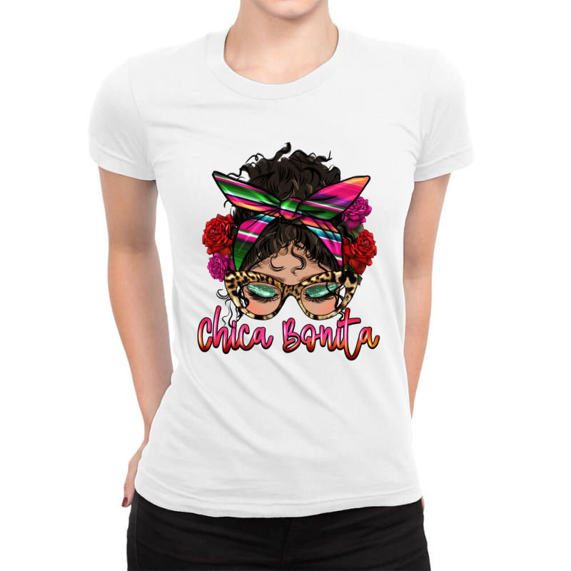 Latina Messy Bun Chica Bonita Ladies Fitted T-Shirt by HRA Design Shop | Artistshot