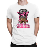 Breast Cancer Warrior Afro Messy Bun Gray Hair T-shirt | Artistshot