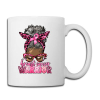 Breast Cancer Warrior Afro Messy Bun Gray Hair Coffee Mug | Artistshot