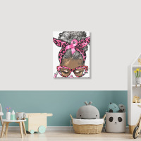 Breast Cancer Warrior Afro Messy Bun Gray Hair Portrait Canvas Print | Artistshot