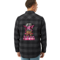 Breast Cancer Warrior Afro Messy Bun Gray Hair Flannel Shirt | Artistshot