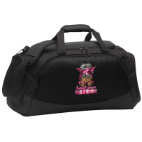 Breast Cancer Warrior Afro Messy Bun Gray Hair Active Duffel | Artistshot