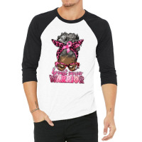 Breast Cancer Warrior Afro Messy Bun Gray Hair 3/4 Sleeve Shirt | Artistshot