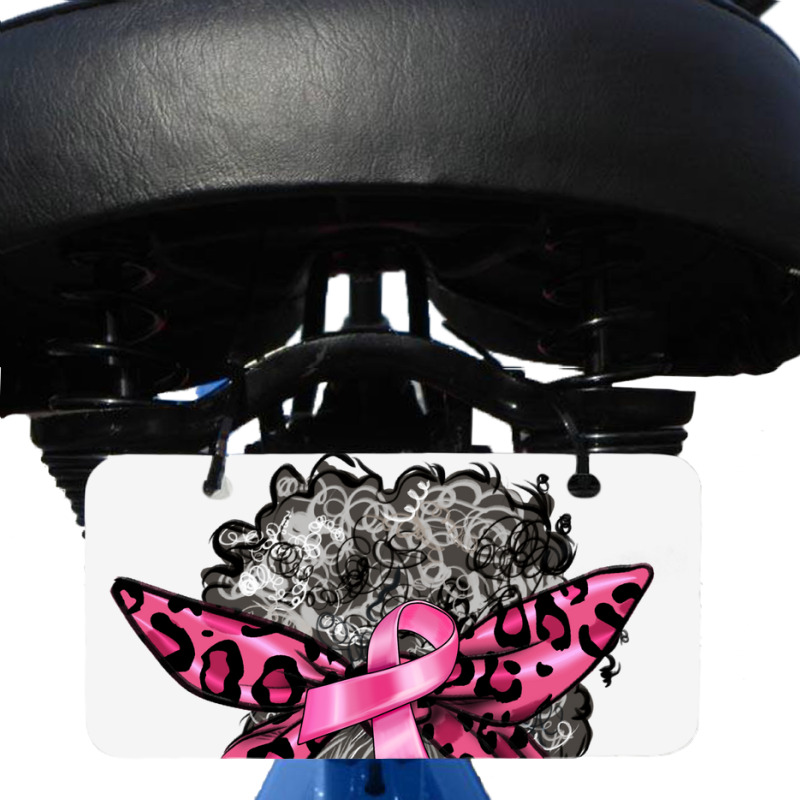 Breast Cancer Warrior Afro Messy Bun Gray Hair Bicycle License Plate | Artistshot