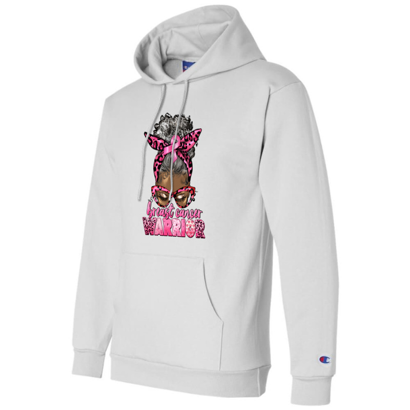 Breast Cancer Warrior Afro Messy Bun Gray Hair Champion Hoodie | Artistshot