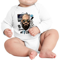 Bald Bearded Man Information Technology Life Long Sleeve Baby Bodysuit | Artistshot