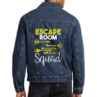 Escape Room Squad Geek Vintage Key Design Lock Team Crew Men Denim Jacket | Artistshot