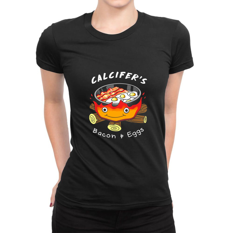 Calcifers Bacon Egg Cook  Food Anime Ladies Fitted T-Shirt by YenNgoc | Artistshot