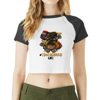 Afro Messy Bun Truck Driver Wife Raglan Crop Top | Artistshot