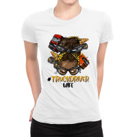 Afro Messy Bun Truck Driver Wife Ladies Fitted T-shirt | Artistshot