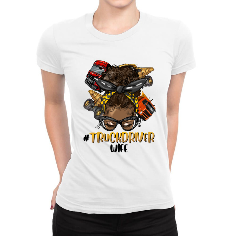 Afro Messy Bun Truck Driver Wife Ladies Fitted T-Shirt by HRA Design Shop | Artistshot