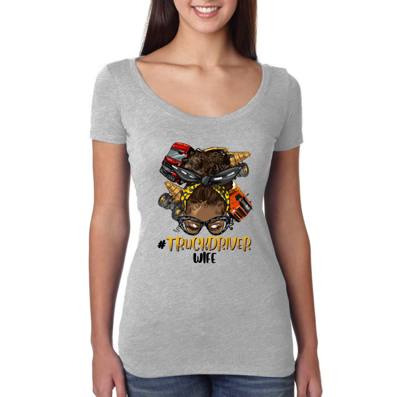 Afro Messy Bun Truck Driver Wife Women's Triblend Scoop T-shirt by HRA Design Shop | Artistshot