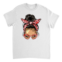 Afro Messy Bun Light Skin Soror Color Red And Blue Classic T-shirt | Artistshot