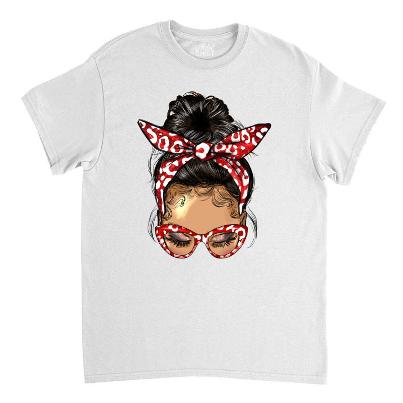 Afro Messy Bun Light Skin Soror Color Red And Blue Classic T-shirt | Artistshot