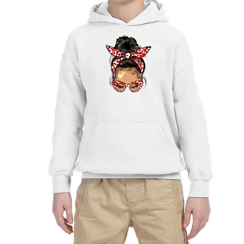 Afro Messy Bun Light Skin Soror Color Red And Blue Youth Hoodie by HRA Design Shop | Artistshot