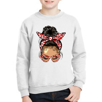 Afro Messy Bun Light Skin Soror Color Red And Blue Youth Sweatshirt | Artistshot