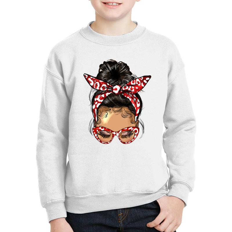 Afro Messy Bun Light Skin Soror Color Red And Blue Youth Sweatshirt by HRA Design Shop | Artistshot