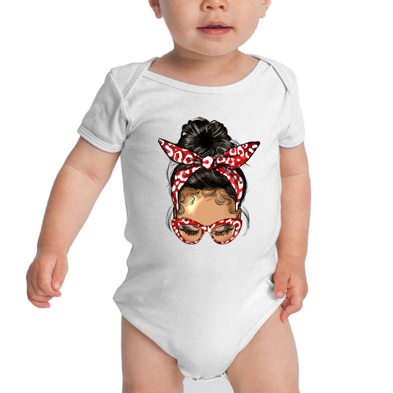 Afro Messy Bun Light Skin Soror Color Red And Blue Baby Bodysuit by HRA Design Shop | Artistshot