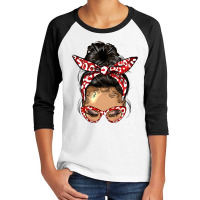 Afro Messy Bun Light Skin Soror Color Red And Blue Youth 3/4 Sleeve | Artistshot