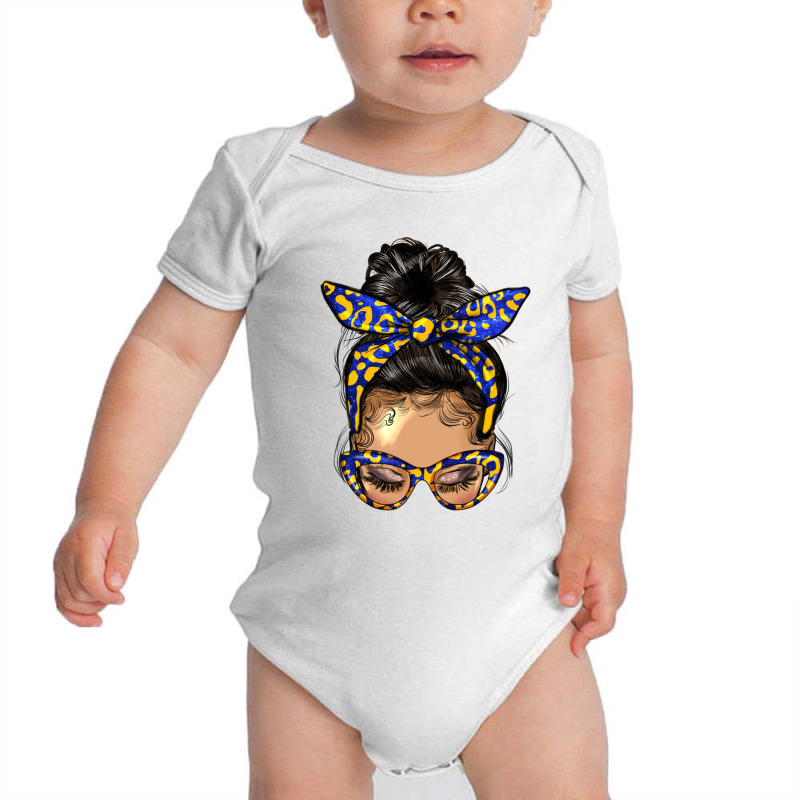 Afro Messy Bun Light Skin Soror Color Blue And Yel Baby Bodysuit by HRA Design Shop | Artistshot