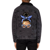 Afro Messy Bun Light Skin Soror Color  Blue And Wh Unisex Sherpa-lined Denim Jacket | Artistshot