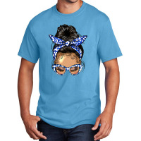 Afro Messy Bun Light Skin Soror Color  Blue And Wh Basic T-shirt | Artistshot