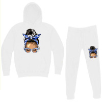 Afro Messy Bun Light Skin Soror Color  Blue And Wh Hoodie & Jogger Set | Artistshot