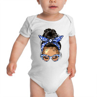 Afro Messy Bun Light Skin Soror Color  Blue And Wh Baby Bodysuit | Artistshot